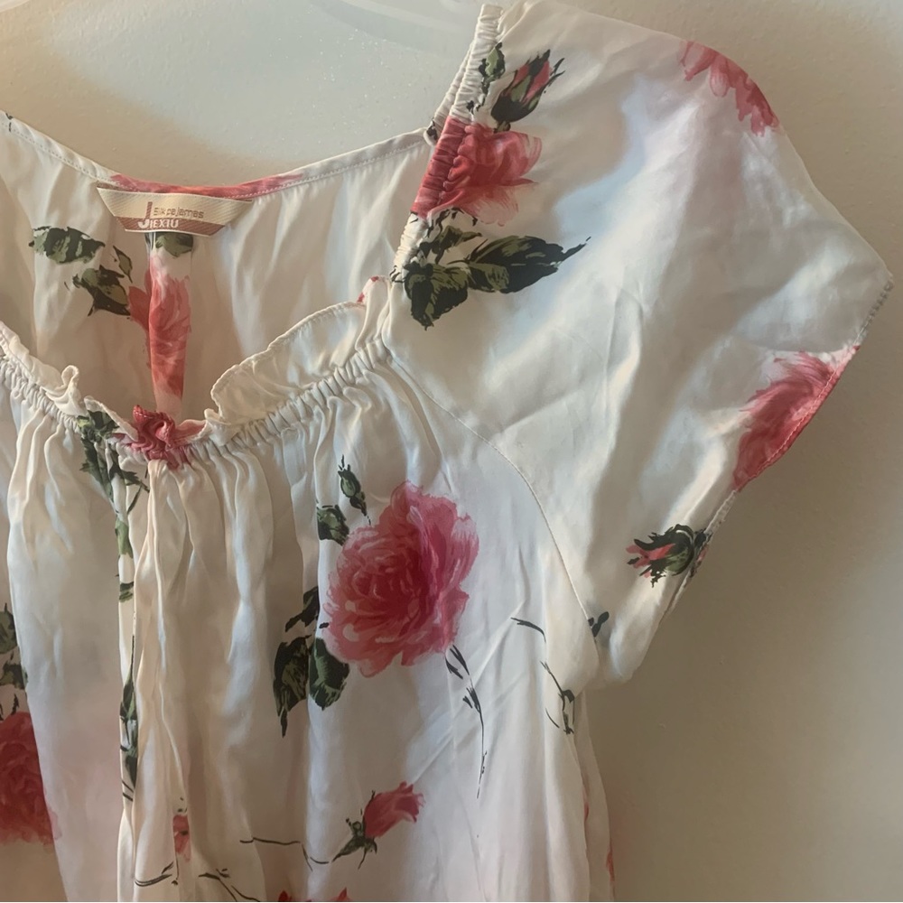 Jiexiu 100% Silk Floral Tunic Dress - Picture 9 of 12